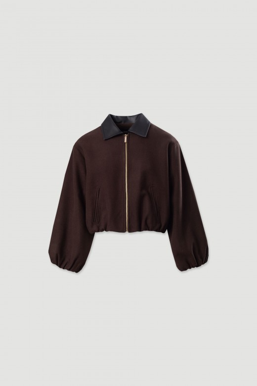 Blouson bomber court en drap de laine