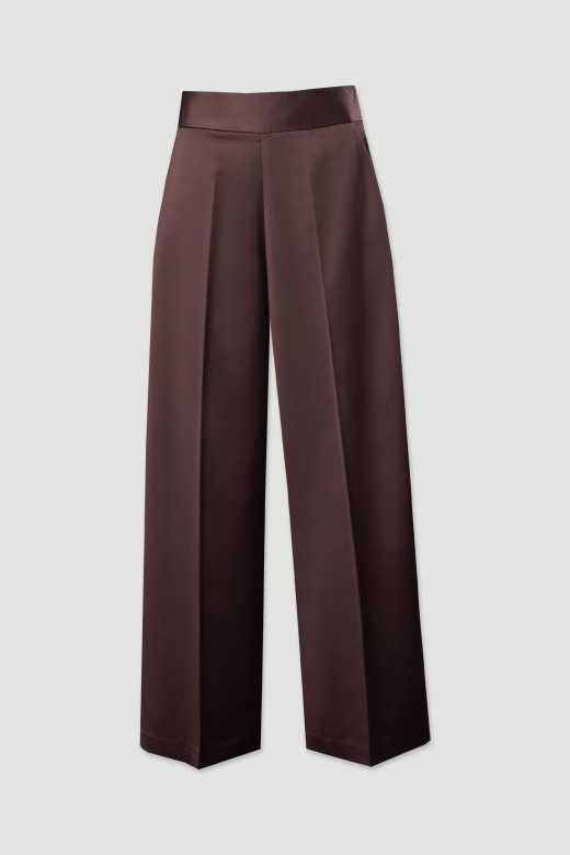 Satin wide-leg trousers