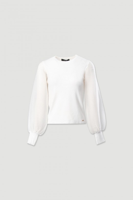 Jersey de punto con mangas de organza