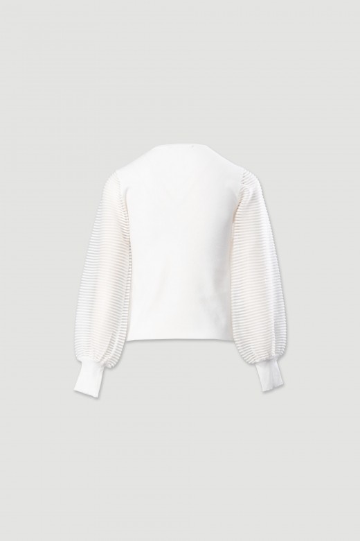 Jersey de punto con mangas de organza