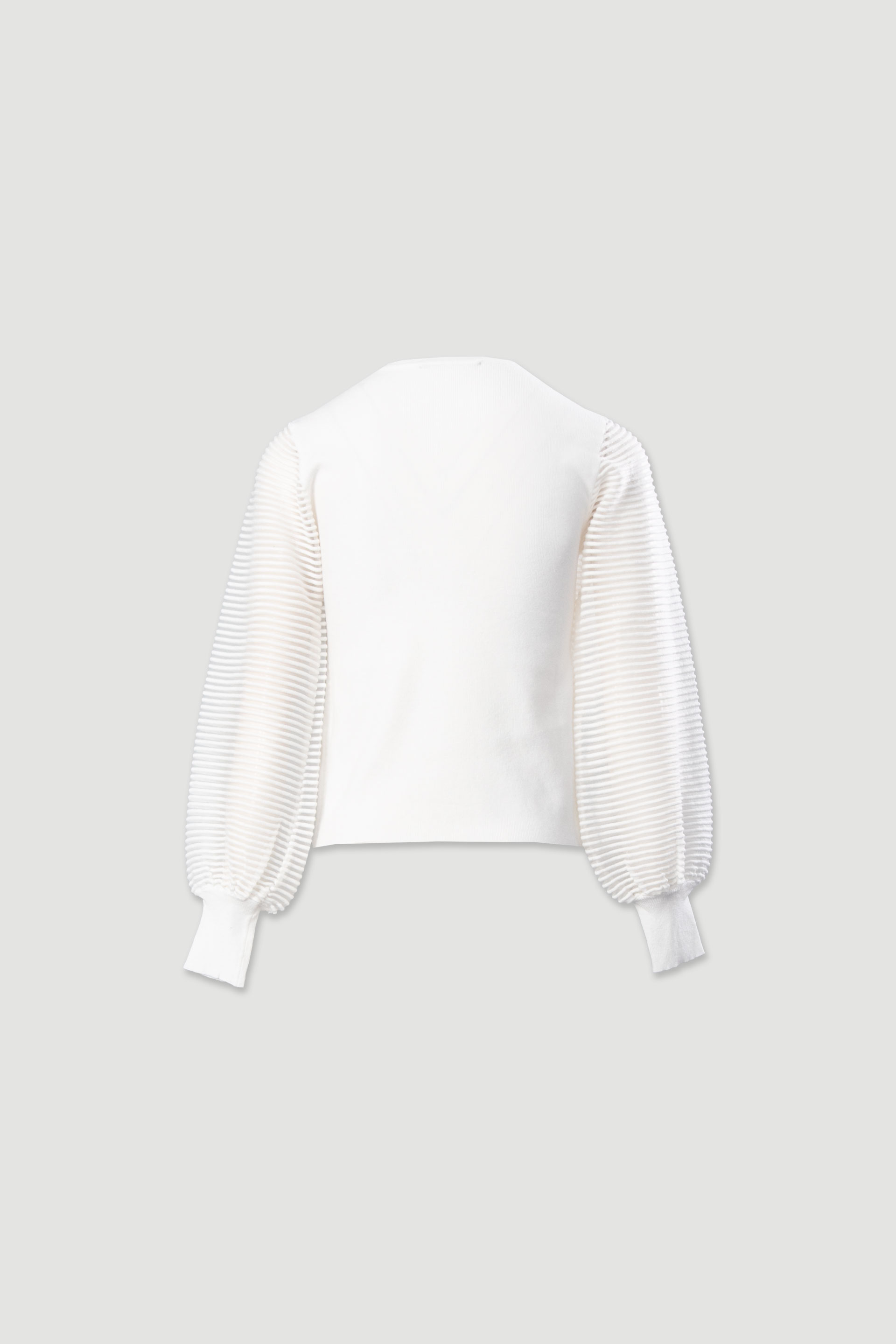 Knit sweater with organza sleeves