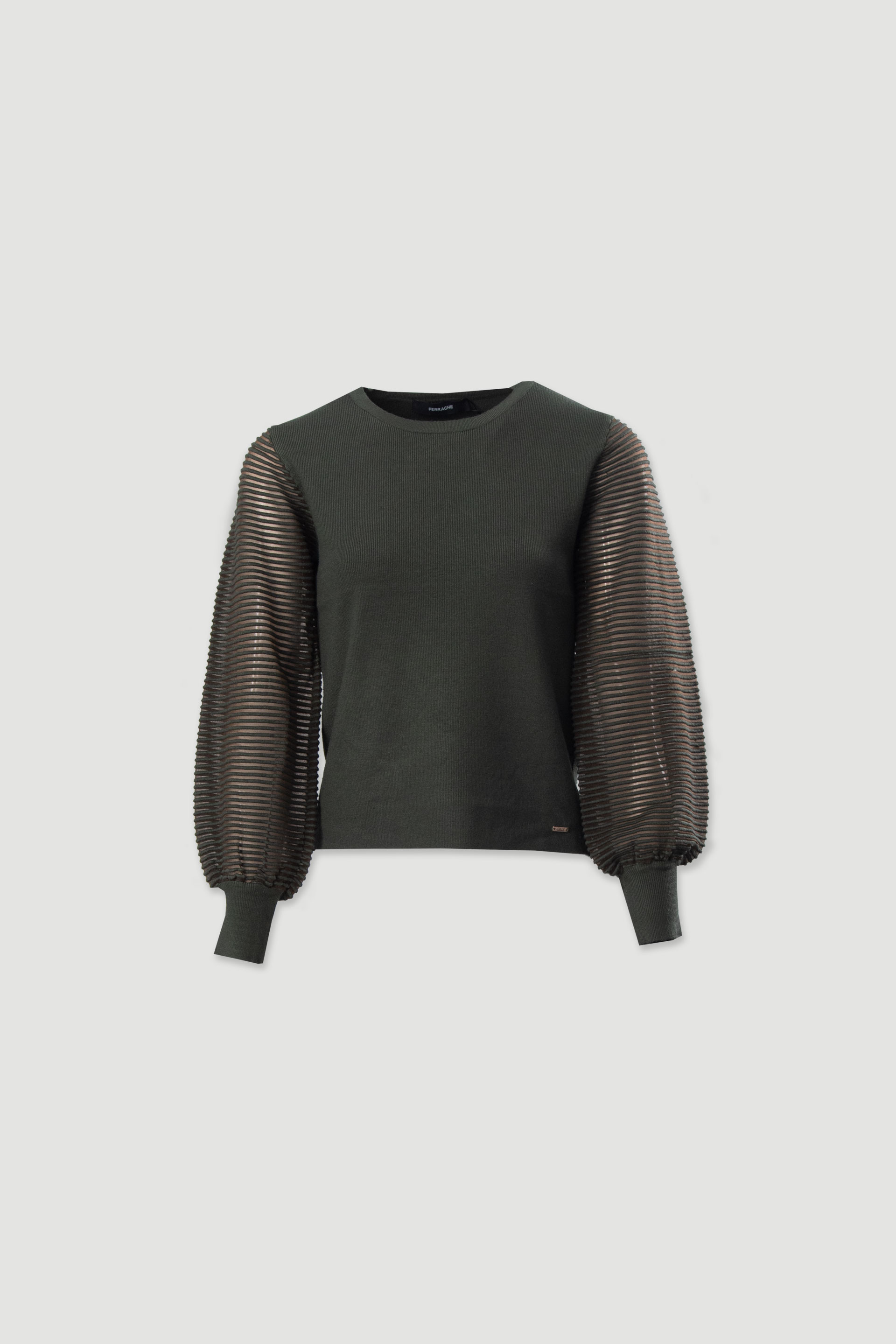 Knit sweater with organza sleeves