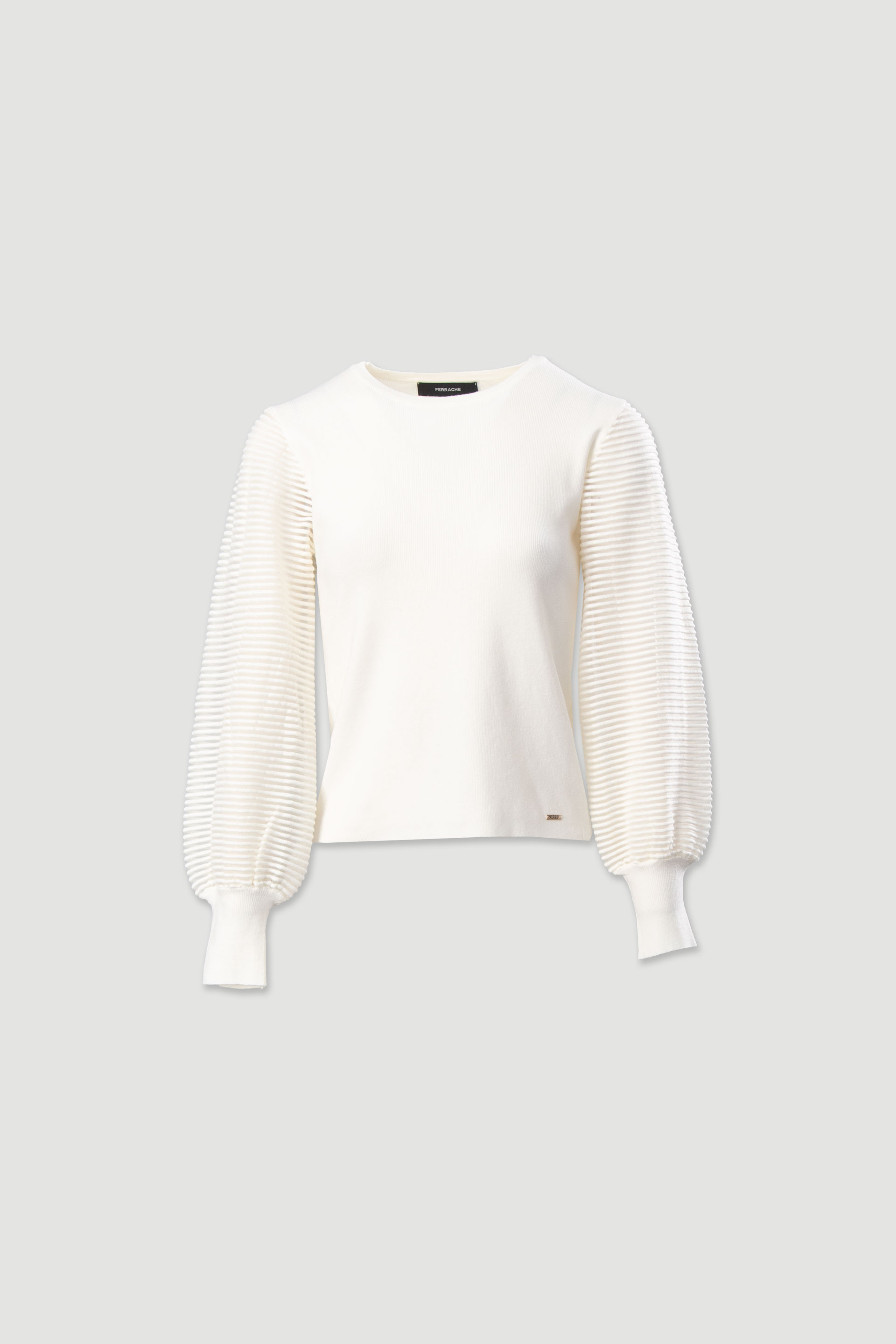 Knit sweater with organza sleeves