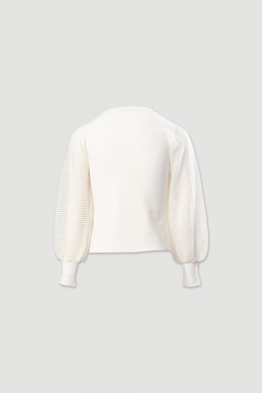 Camisola em malha com mangas em organza