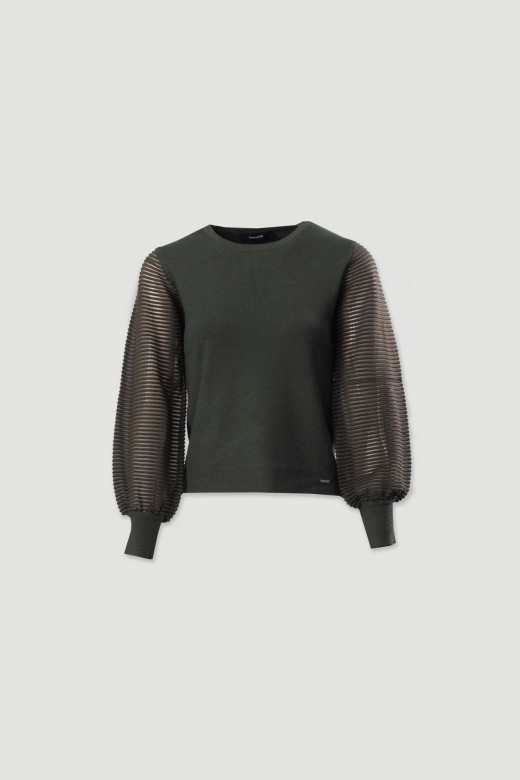 Pull en maille avec manches en organza