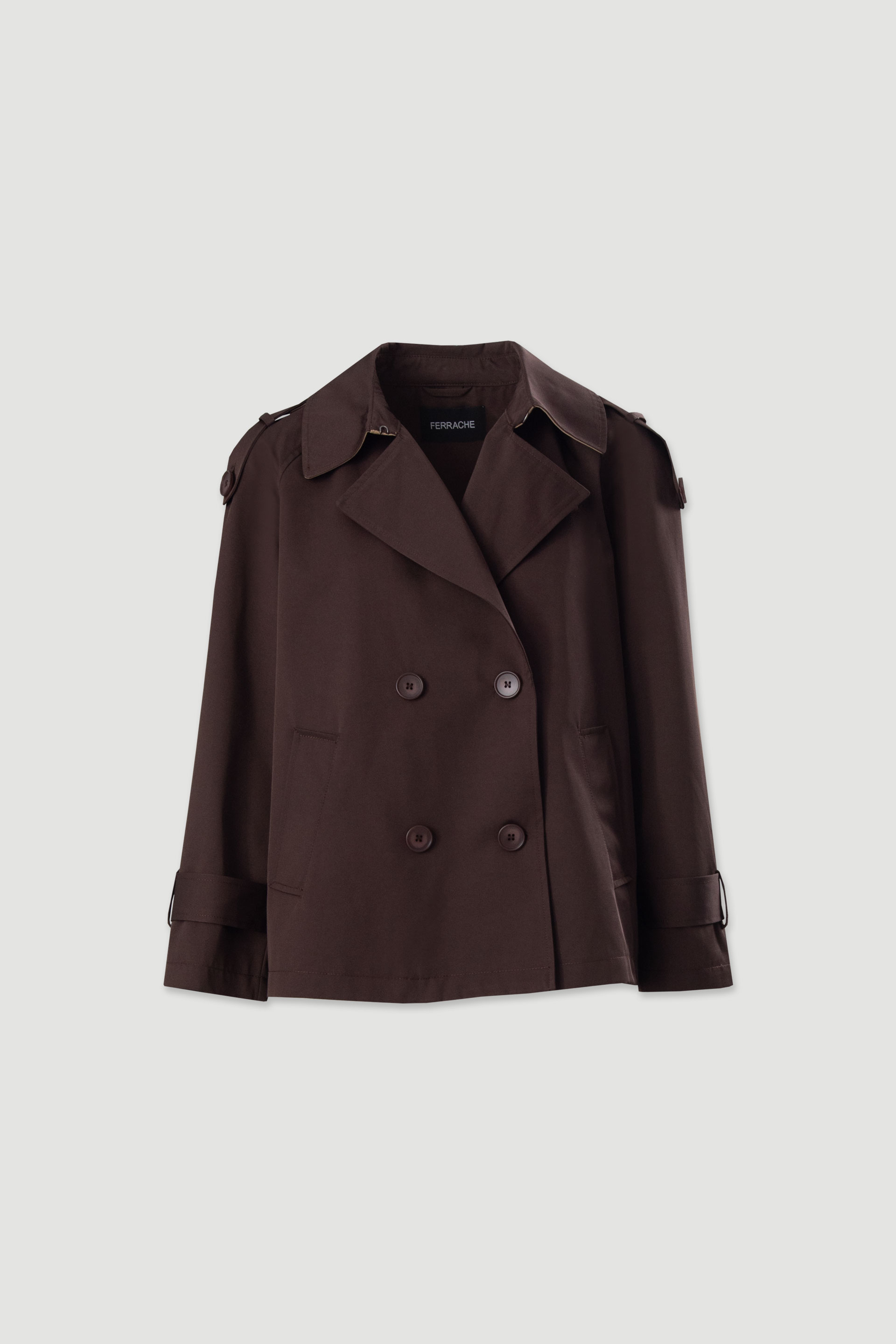 Gabardine curta em trespasse