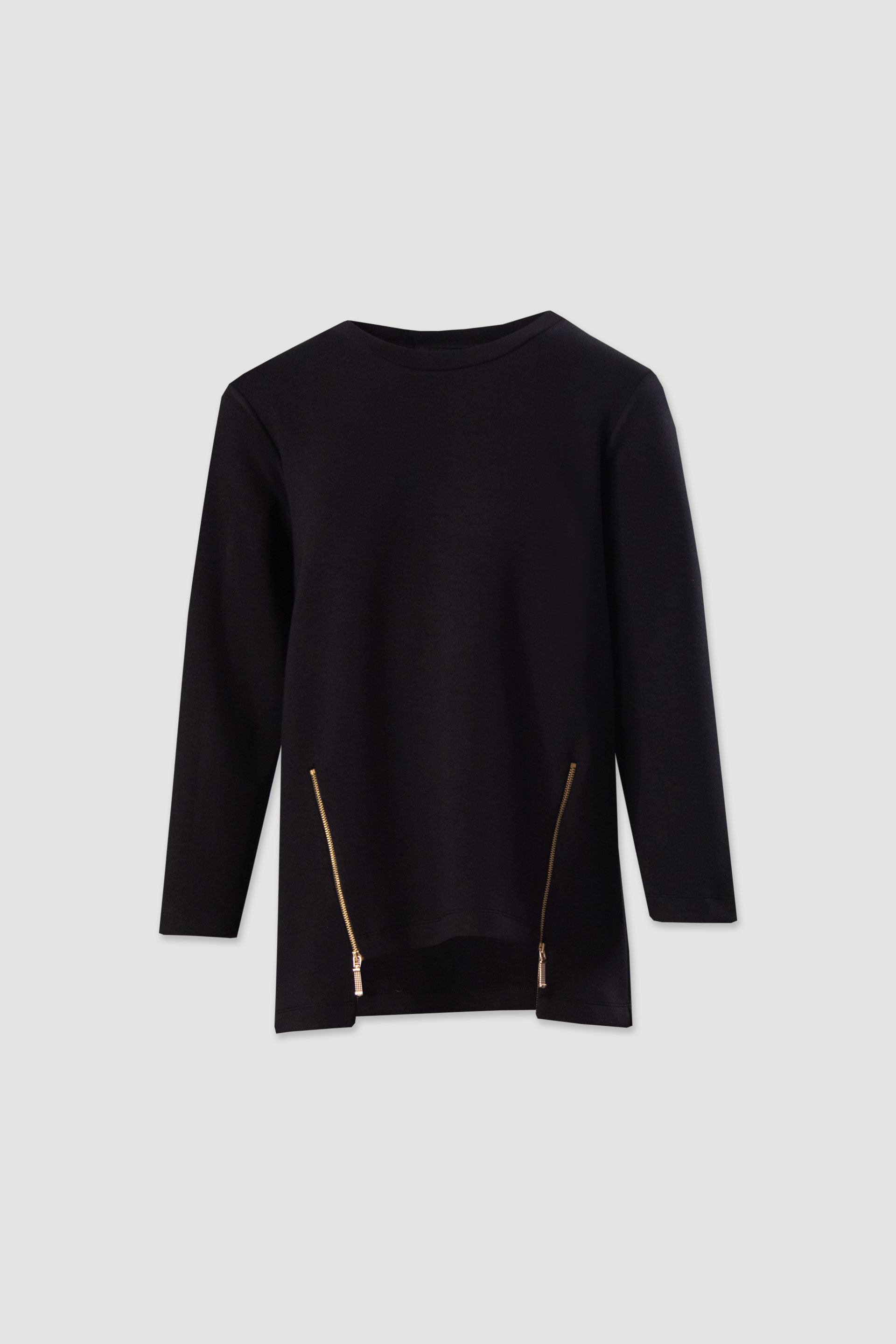 Tunique avec fermetures éclair métalliques sur les côtés