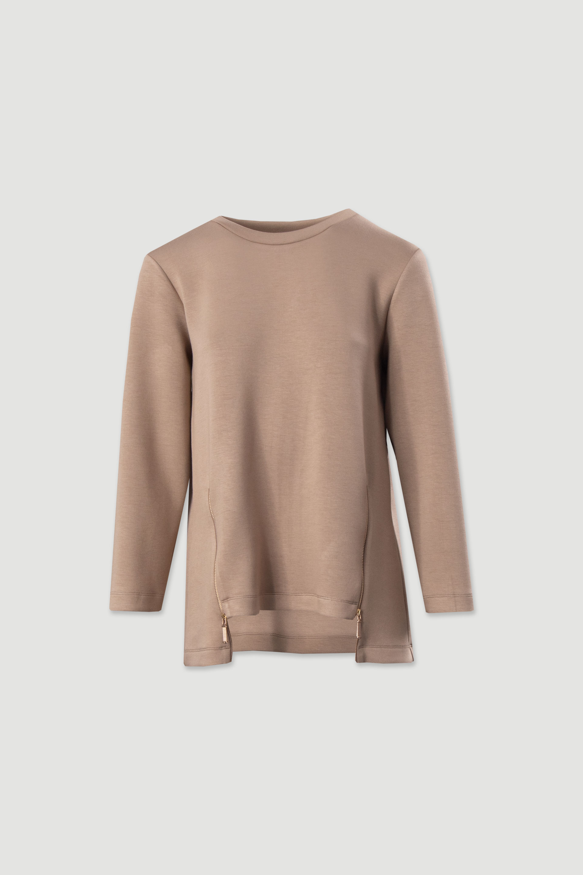 Tunic with metallic side zips