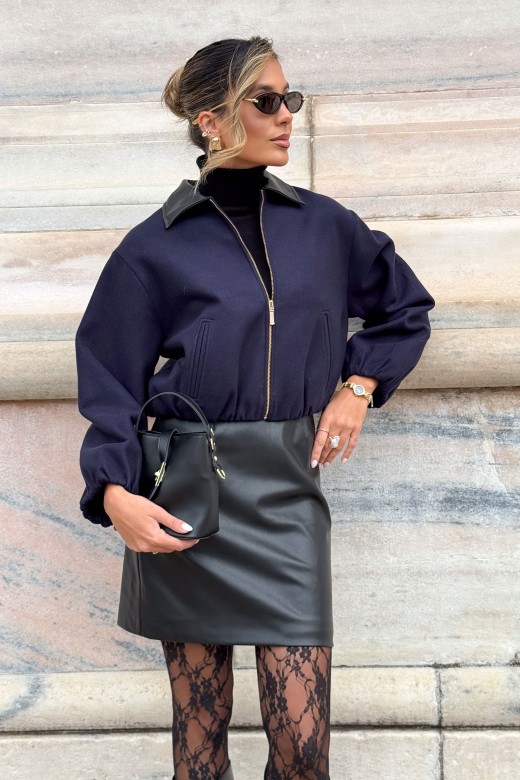 Blouson bomber court en drap de laine