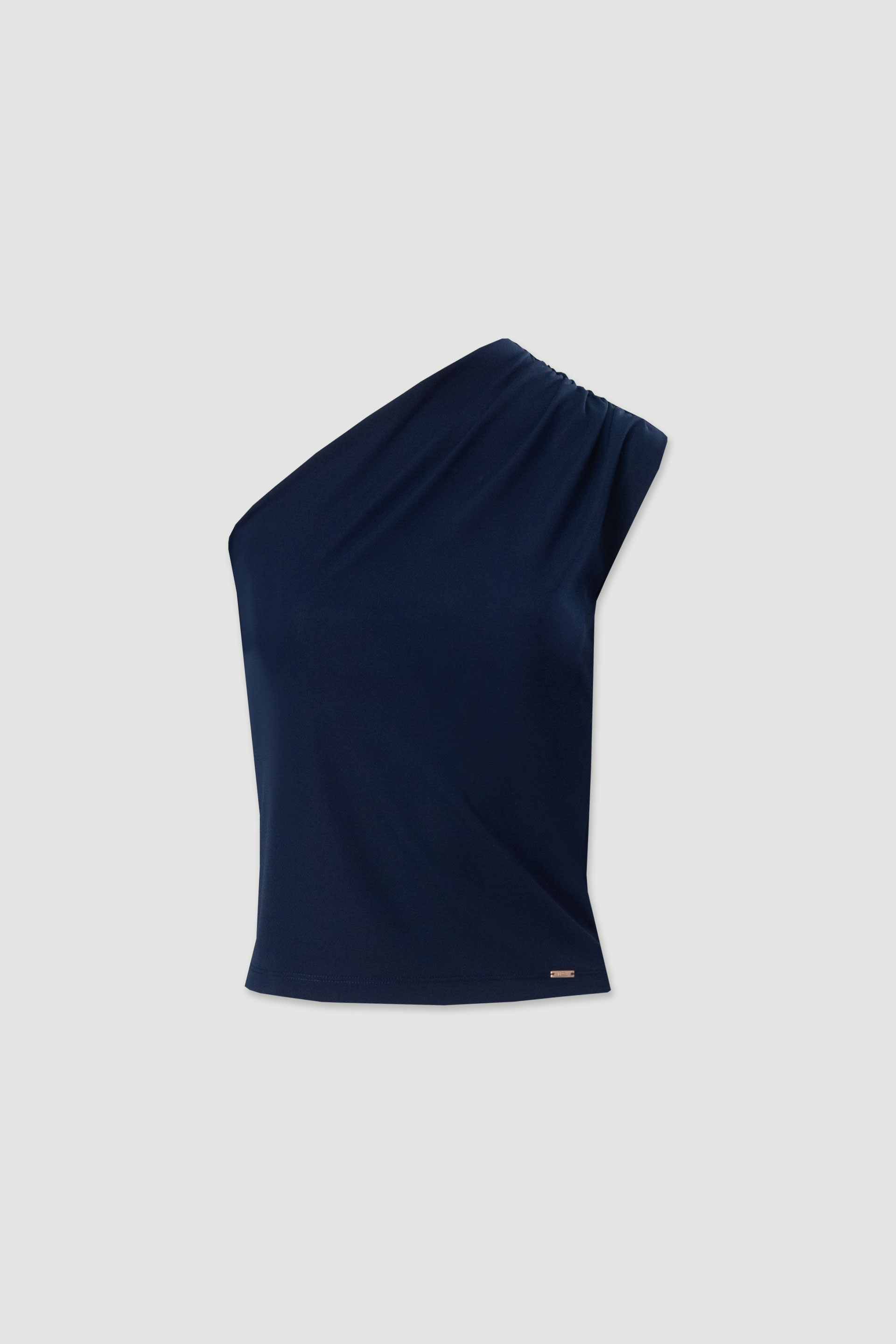 Knit top with asymmetric neckline