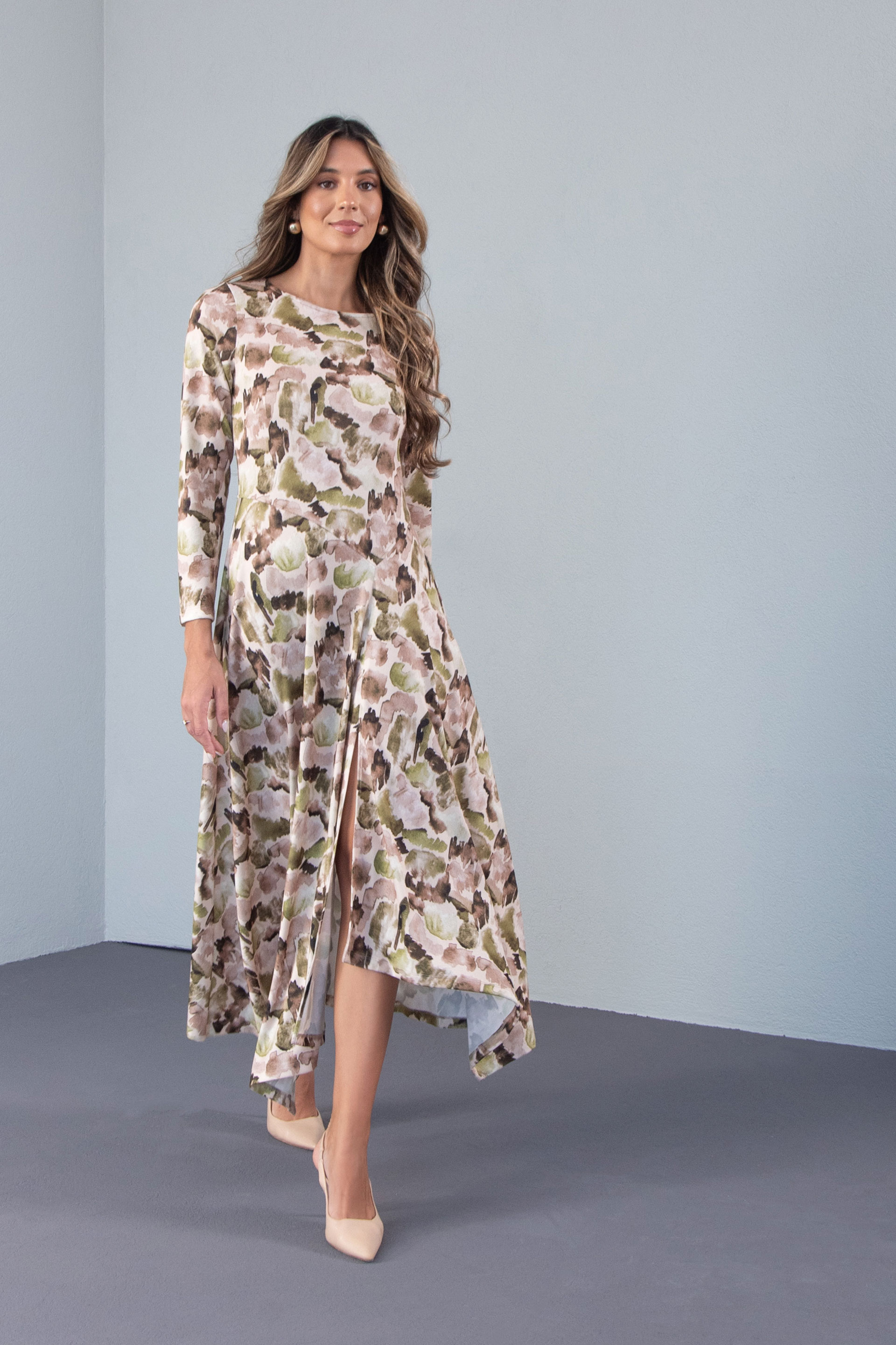 Vestido estampado assimétrico