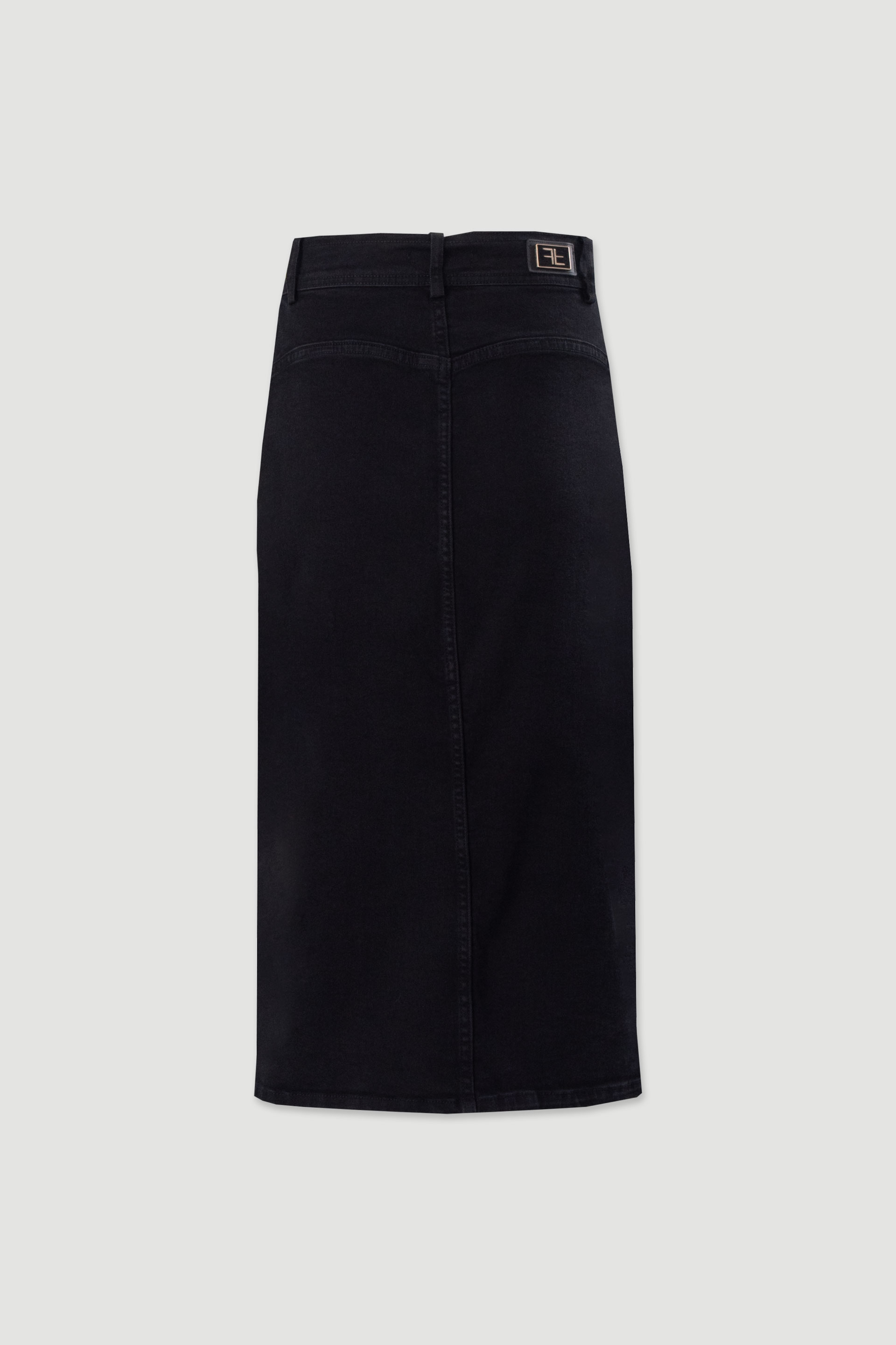 Midi cotton skirt with front slit