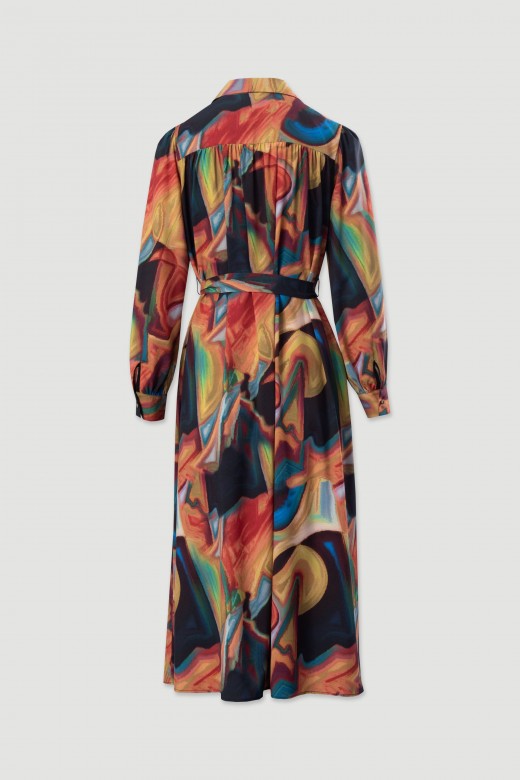 Midi dress in colorful printed fabric