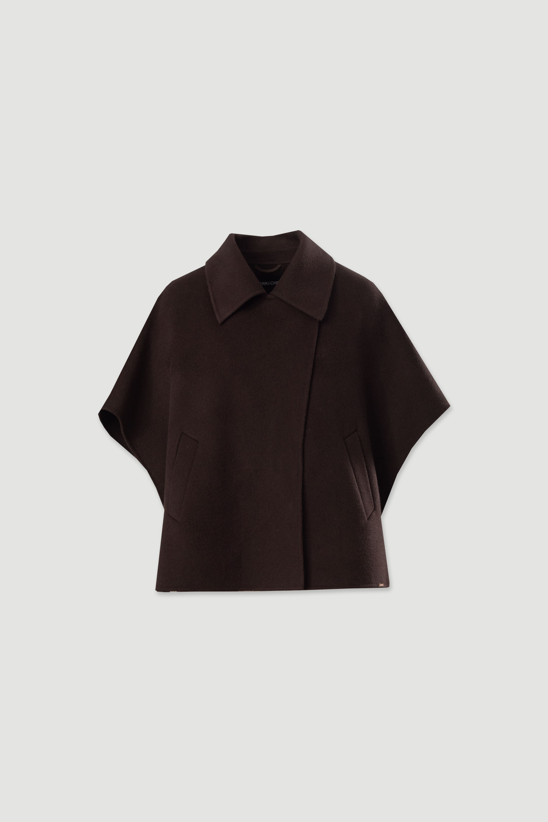 Wool cape with wide short sleeves