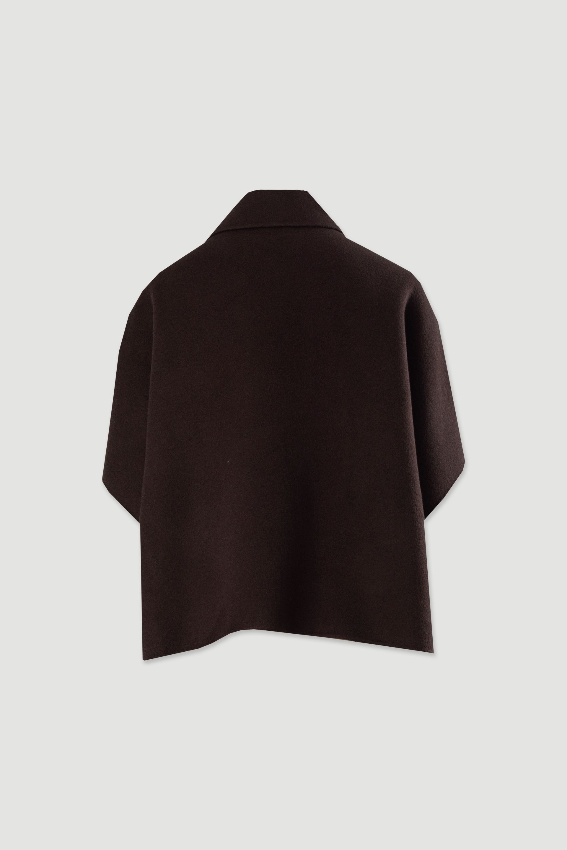 Wool cape with wide short sleeves