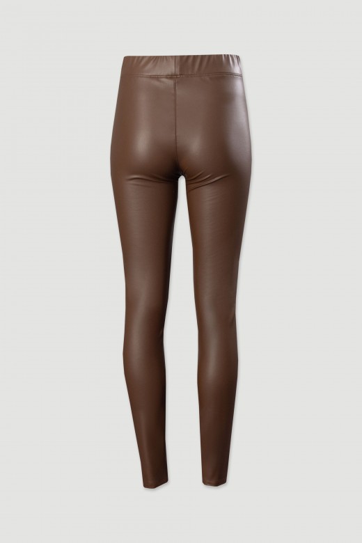 Legging en simili cuir doubl polaire