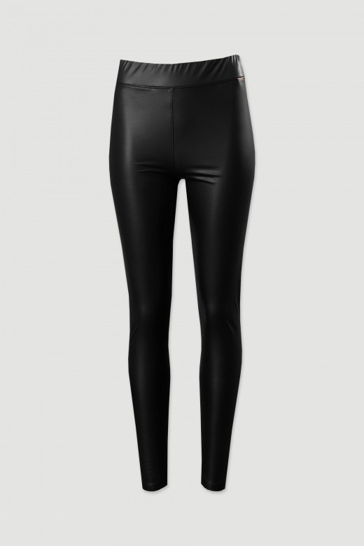 Legging en simili cuir doubl polaire