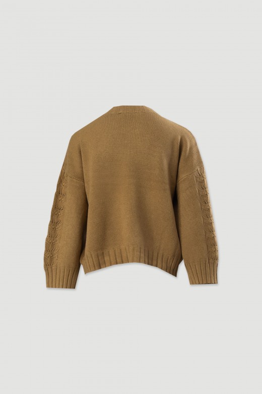 Jersey de punto con detalle calado en las mangas