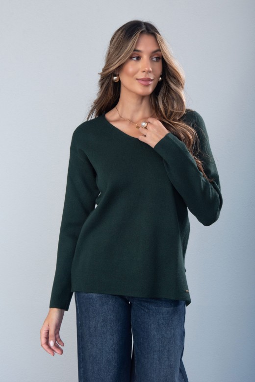 Camisola de malha com decote em v