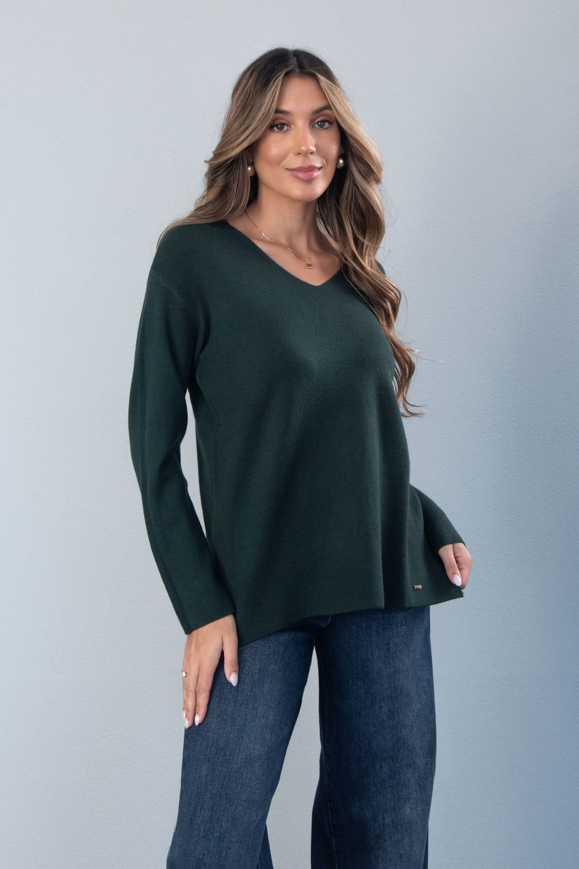 Pull en maille avec décolleté en v