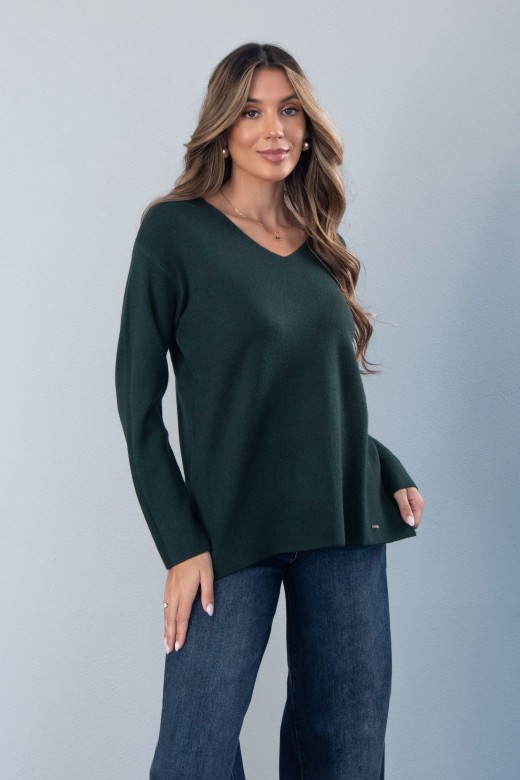 Camisola de malha com decote em v