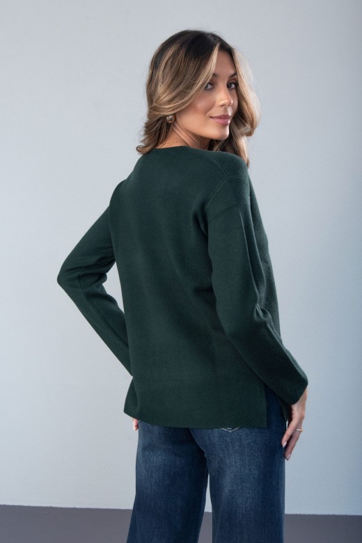 Camisola de malha com decote em v