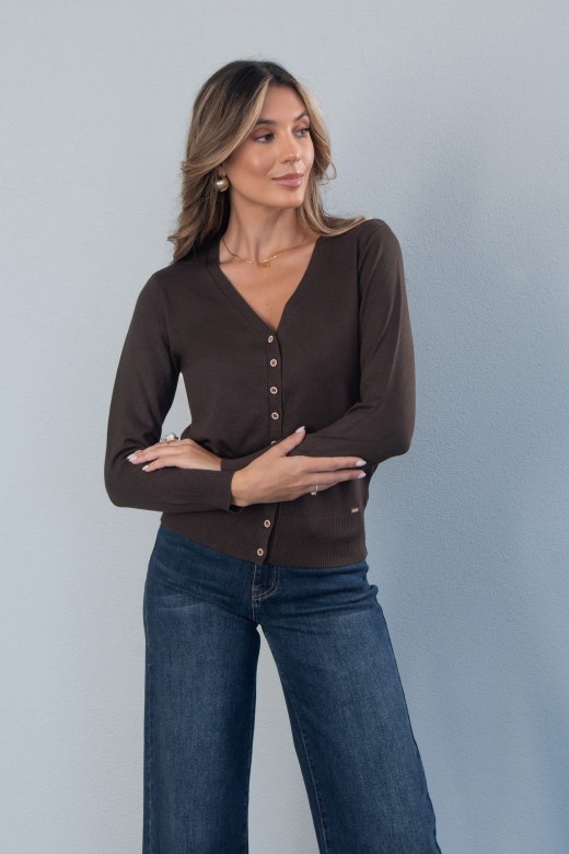 Basic knit cardigan with logo buttons