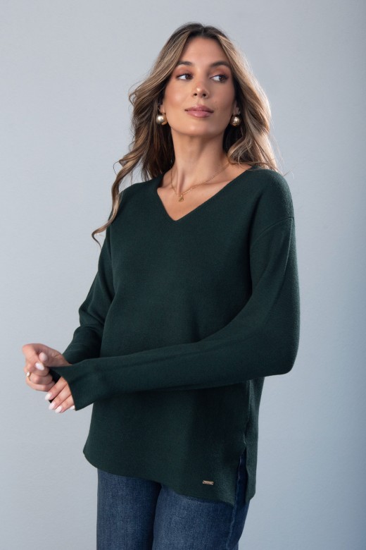 Camisola de malha com decote em v
