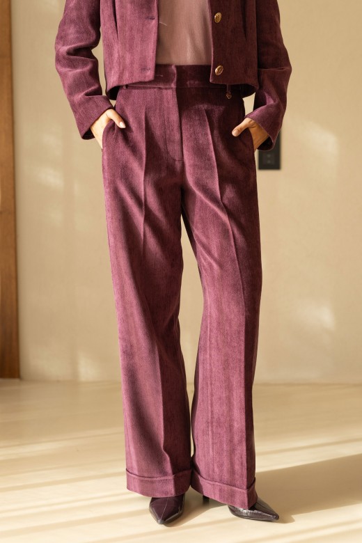 Calas wide leg em tecido texturado