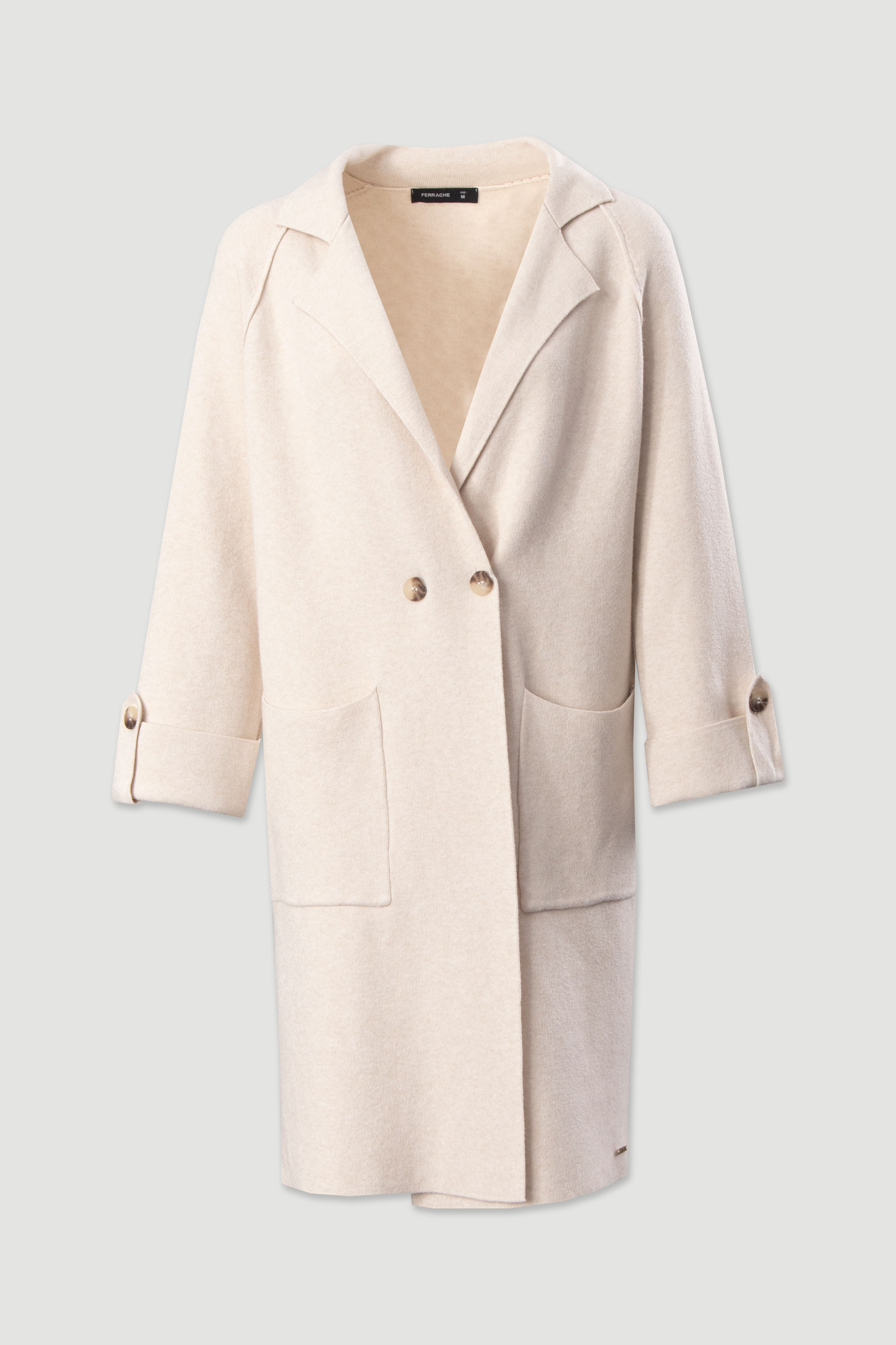 Long knit coat with front pockets