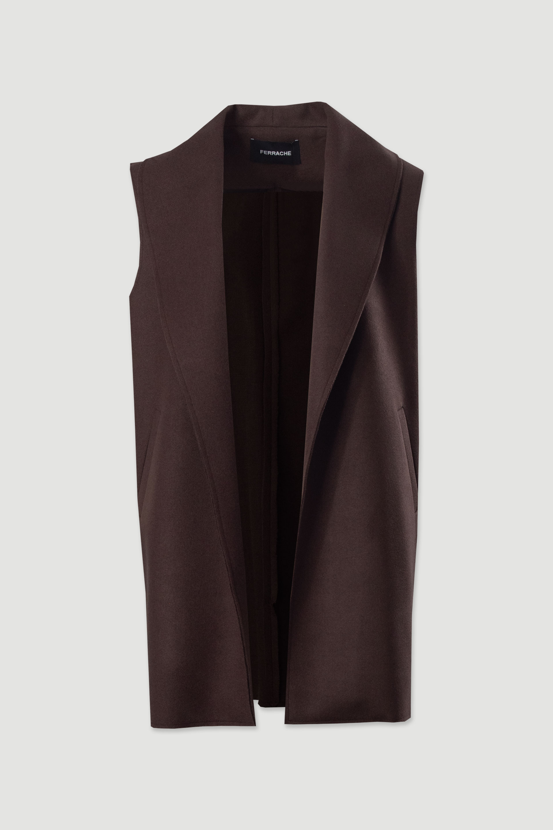 Gilet long à large col châle