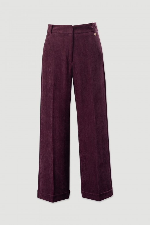 Calas wide leg em tecido texturado