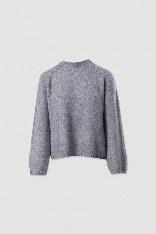 Fluid knit sweater with mock neck