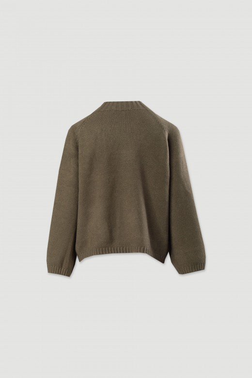 Fluid knit sweater with mock neck