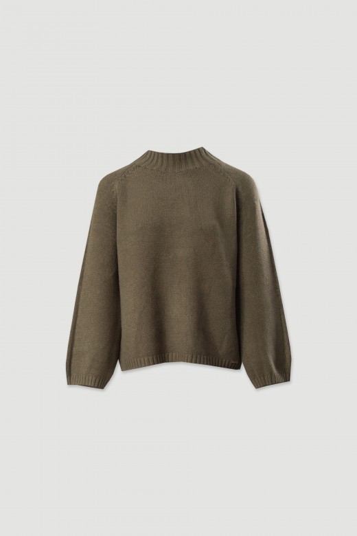Camisola de malha fluida com meia gola