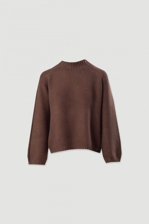 Fluid knit sweater with mock neck