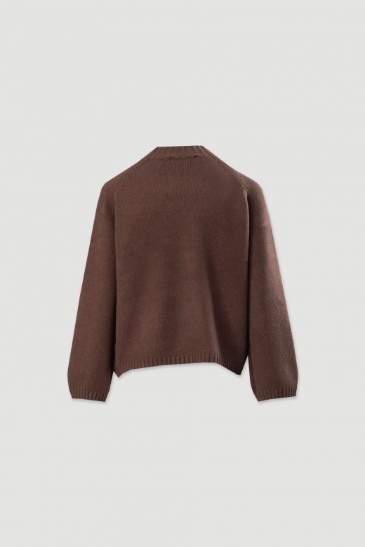 Fluid knit sweater with mock neck