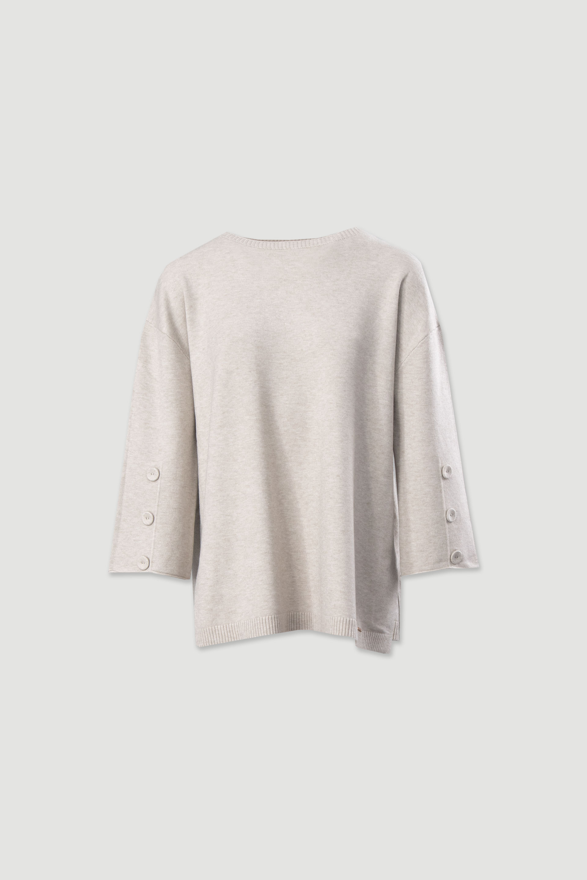 Camisola de malha fluída com botões nas mangas