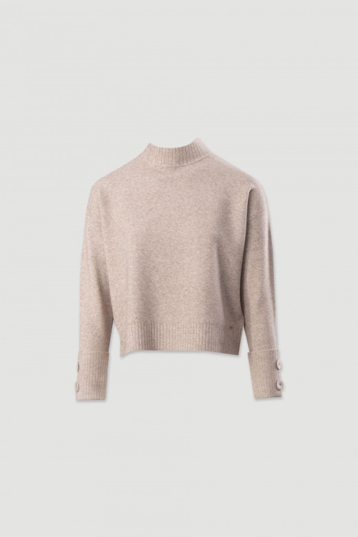 Camisola de malha com botões nos punhos Camisola de malha com botões nos punhos