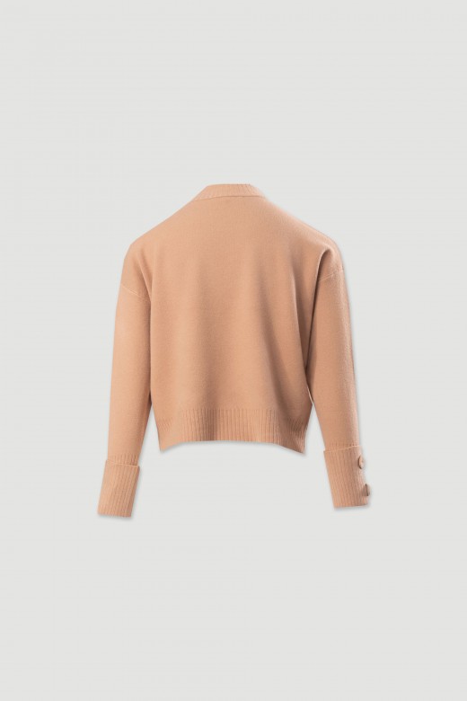 Camisola de malha com botões nos punhos Camisola de malha com botões nos punhos