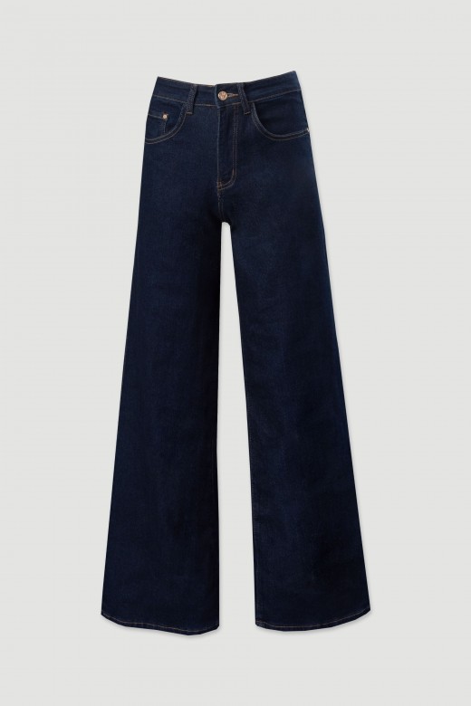 Jeans wide leg em algodo