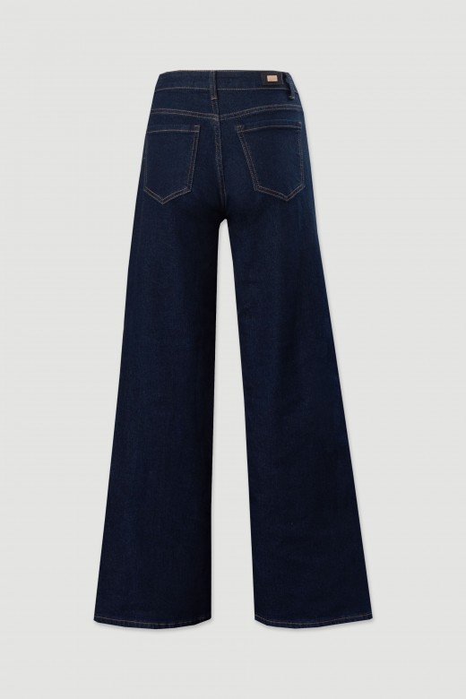 Jeans wide leg em algodo