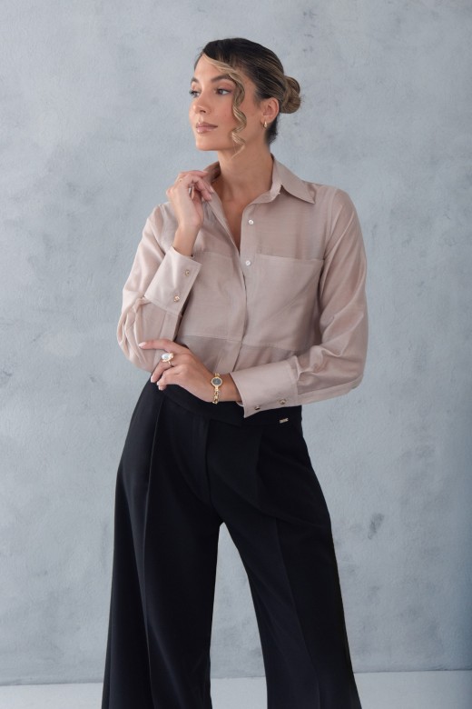 Blouse en lyocell avec dtail de tissu double sur le devant