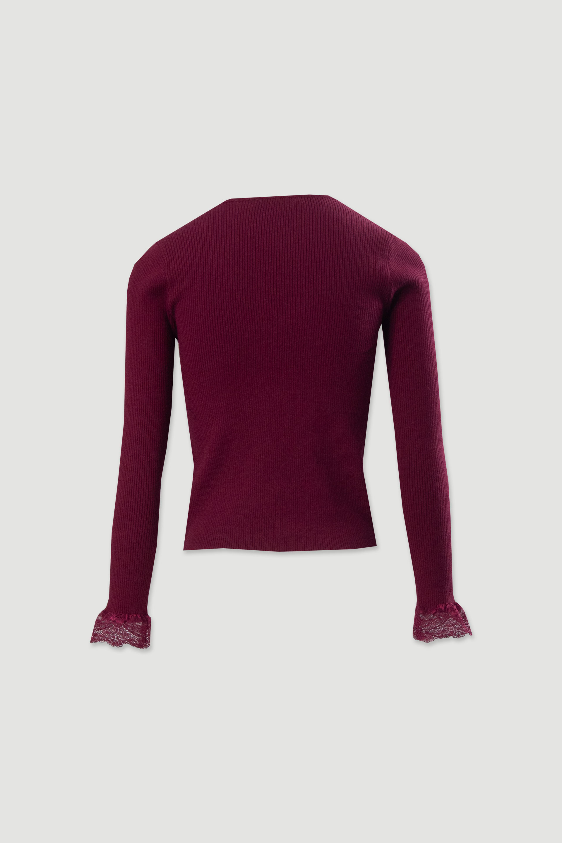 Pull en maille côtelée avec détail en dentelle