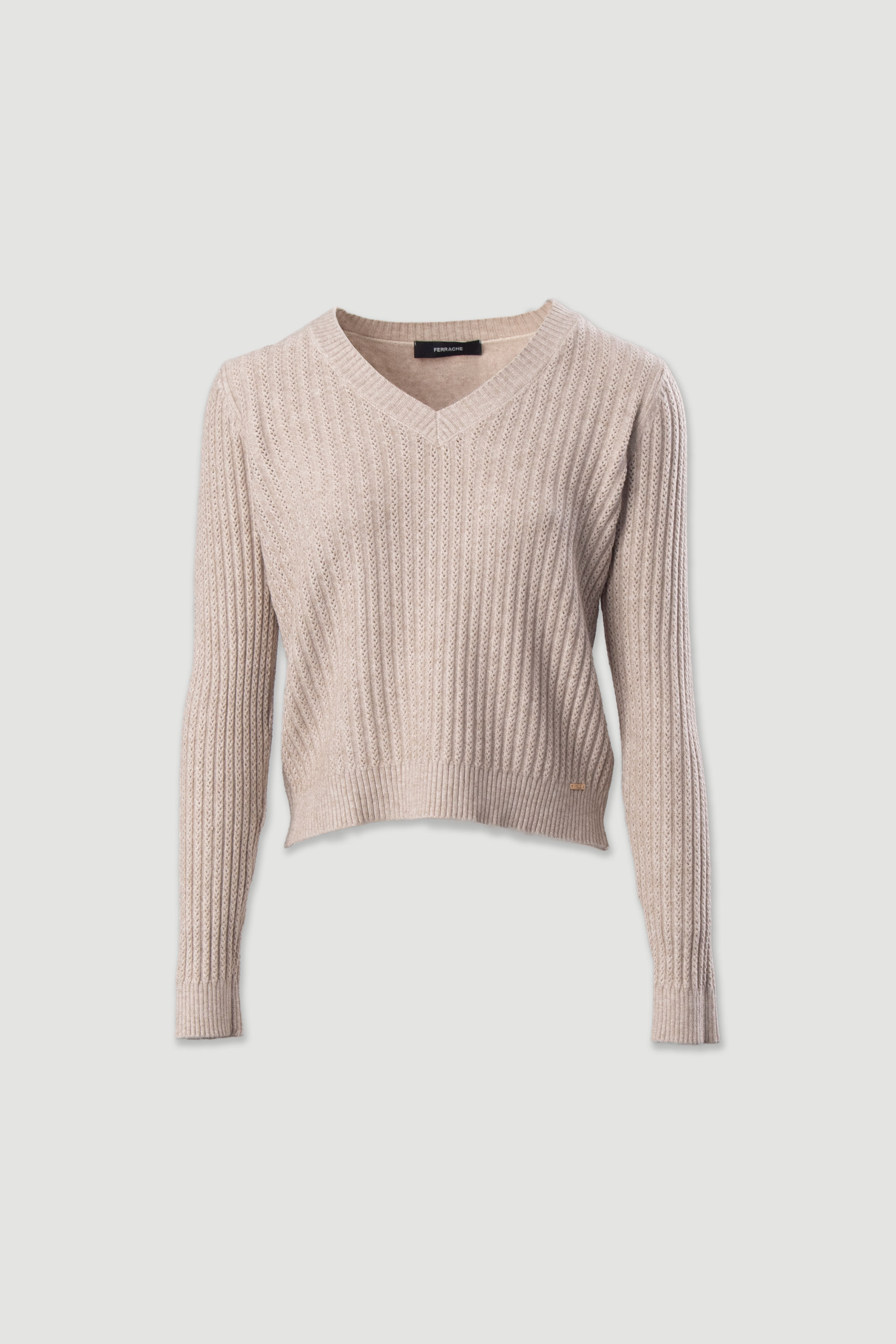 Ribbed v-neck knit sweater