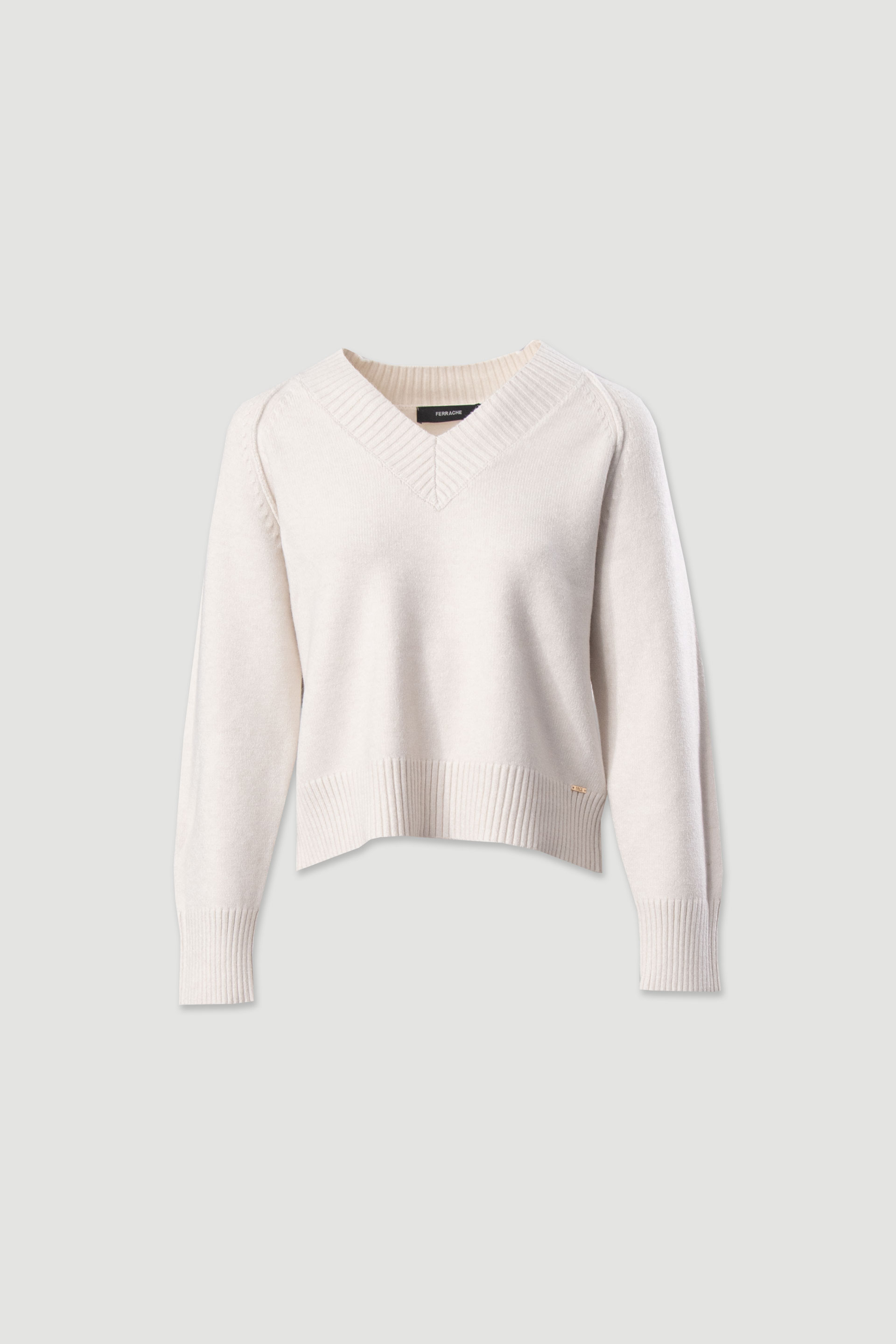 Camisola de malha curta com decote em v