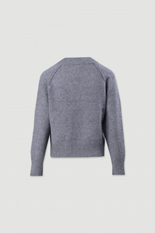 Camisola de malha curta com decote em v