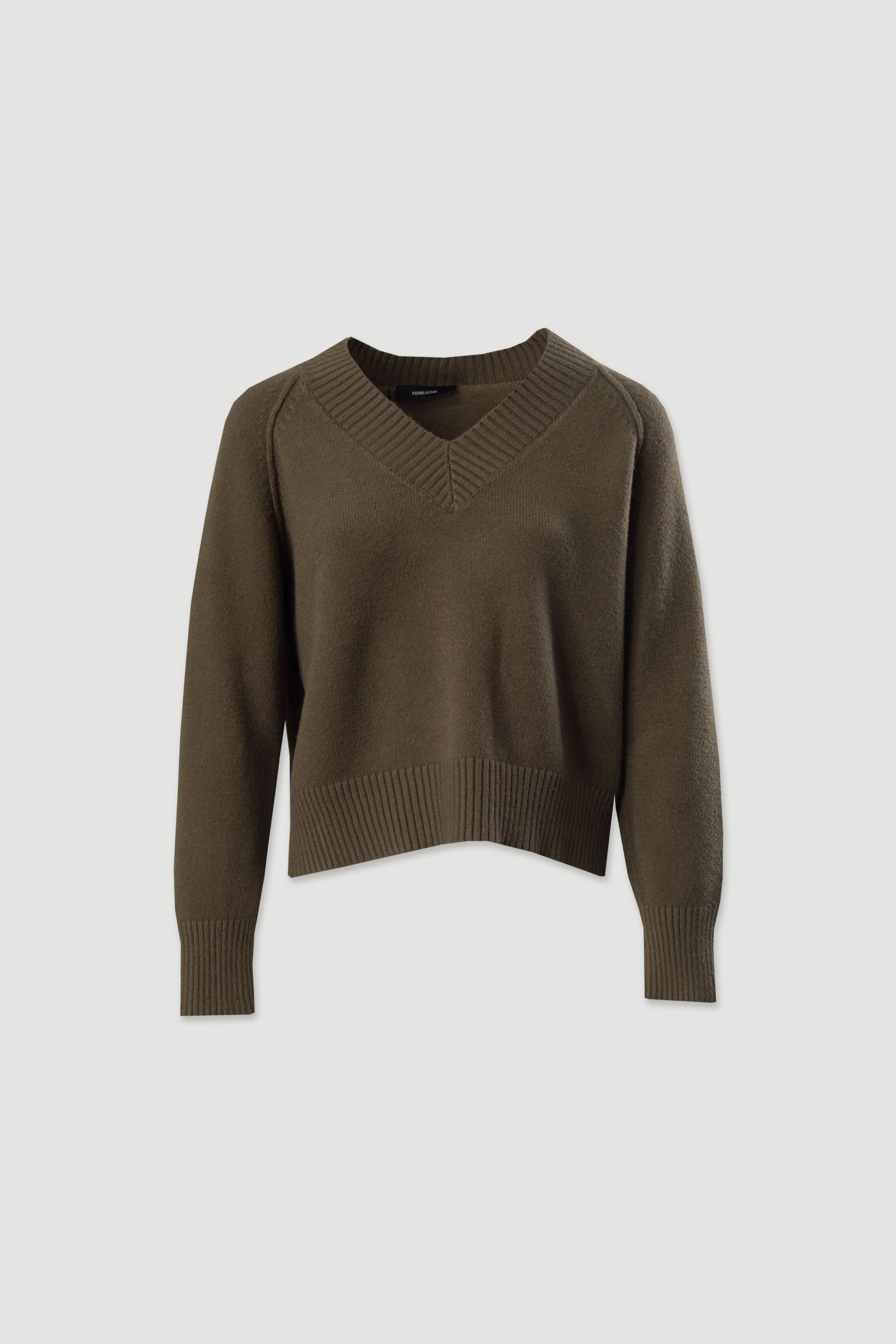 Camisola de malha curta com decote em v