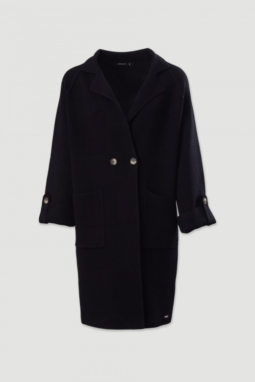 Manteau long en maille avec poches avant Manteau long en maille avec poches avant