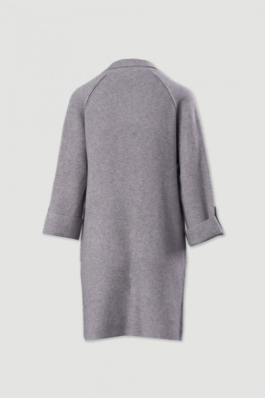 Long knit coat with front pockets